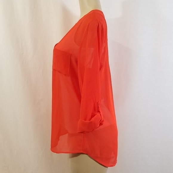SIX Degrees Sheer Tangerine Blouse - Picture 3 of 6